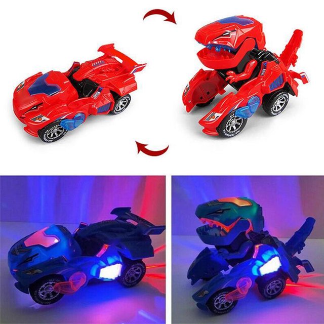Voiture Dinosaure Électrique Transformation Robot Véhicule Dinosaure Transformable Jouet Électrique Roue Universelle Robot Transformation Automatique avec Lumières