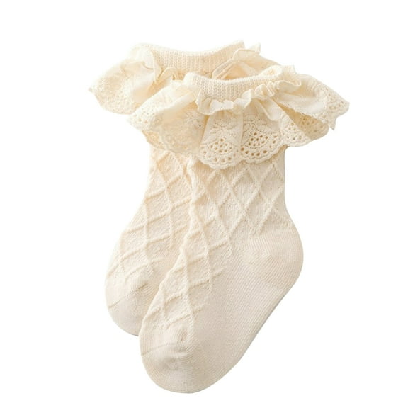Osdhezcn Girls Ruffle Socks for Girls Lace Socks Cute Frilly Socks Toddler Ruffle Socks Ankle Lace Socks for 0-5 Years 5-color