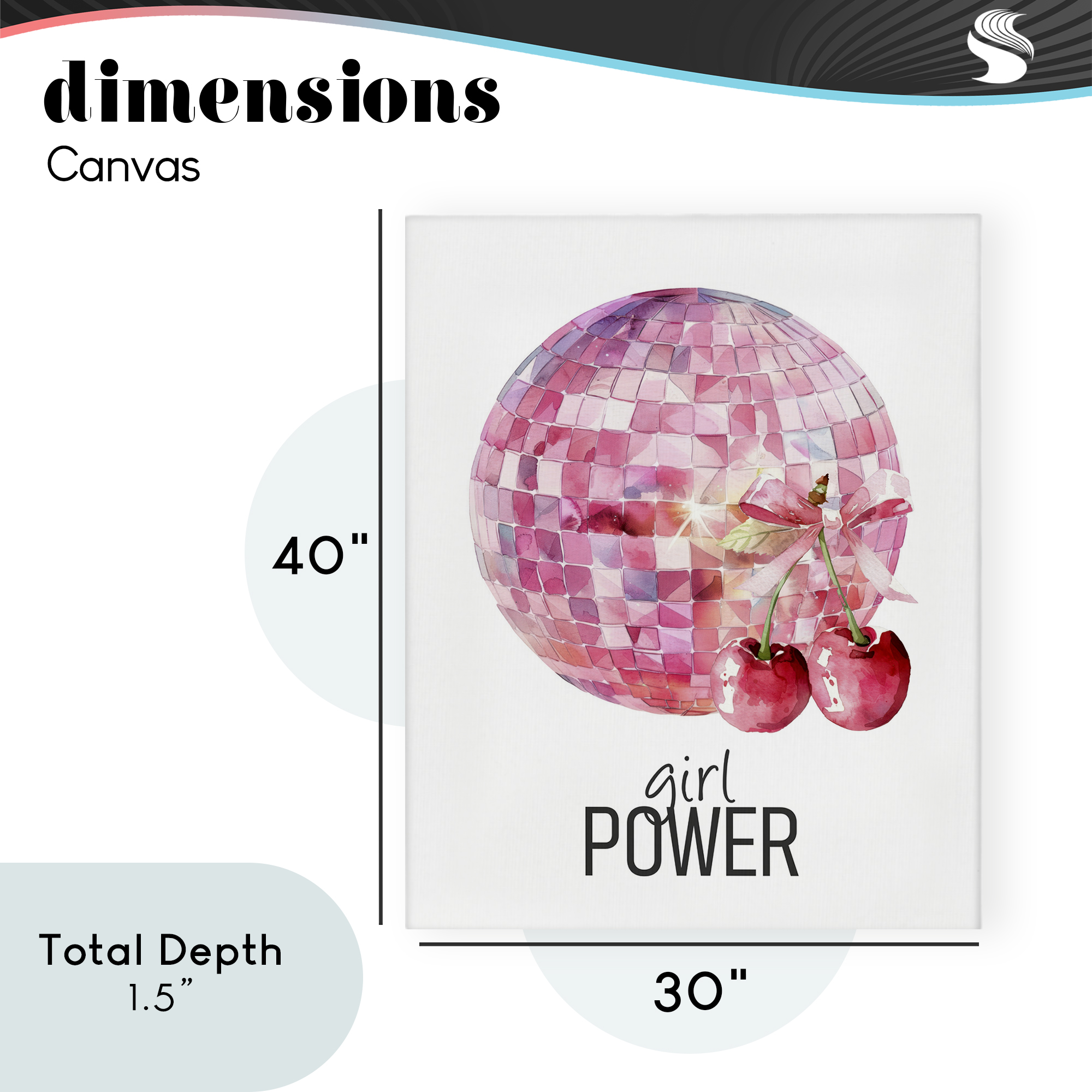 Girl Power Disco Cherries Canvas Wall Art, design by Kim Allen
