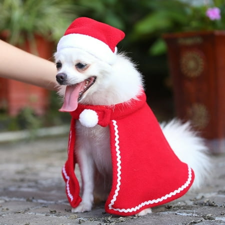 Pet Dog Puppy Christmas Clothes Apparel Santa Claus Costume Outfit with Hat Decoration