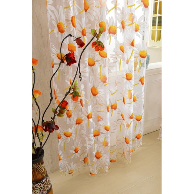 Cortina 1x2M Ventana de Girasol Cortina Quemada Panel Divisor de Magideal Cortina