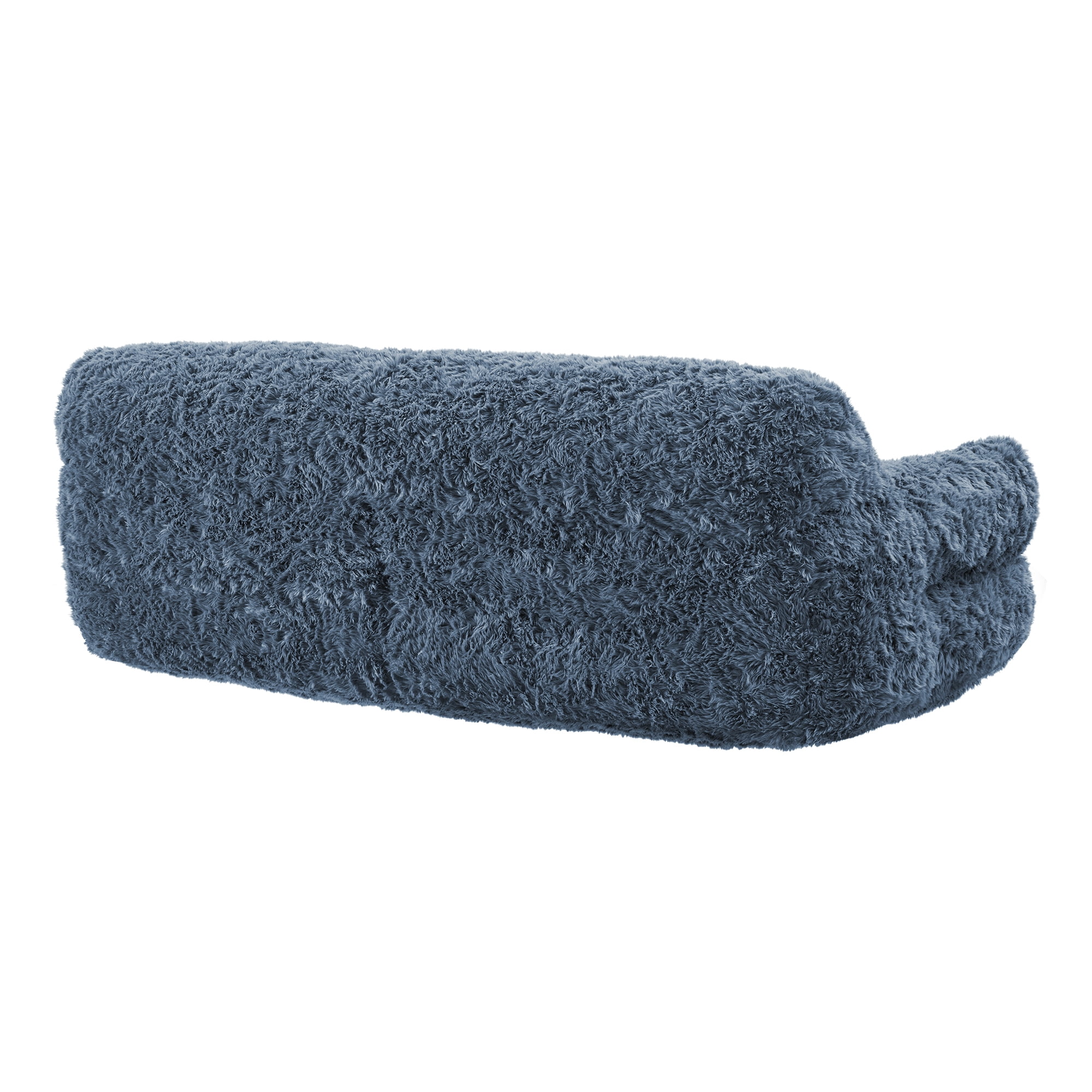 Spruce & Spring Ultra-Plush Fleece Lazy Sofa with Pillow & Blanket, Cozy Bean Bag Loveseat for Living Room & Bedroom, Ink