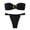 Black, variant on Women's Bandeau Strapless Two Piece Bikini Set, Metallic Ring Accent High Cut Cheeky Tie Side Bathing Suit Pink L