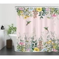 thumbnail image 3 of Hummingbird and Flower Shower Curtain for Bathroom,Country Wildflower and Green Leaves Plant on Pink Fabric Shower Curtain with Hooks,Watercolor Bathroom Curtain Shower Set, 72" W x 72" L, 3 of 6