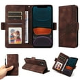 thumbnail image 3 of for iPhone 12 Pro / iPhone 12 6.1" Pattern Wallet Case, Magnetic Closure PU Leather Wallet Flip Case with Card Holder Kickstand Shockproof Purse Phone Cover with Wrist Strap, Coffee, 3 of 10