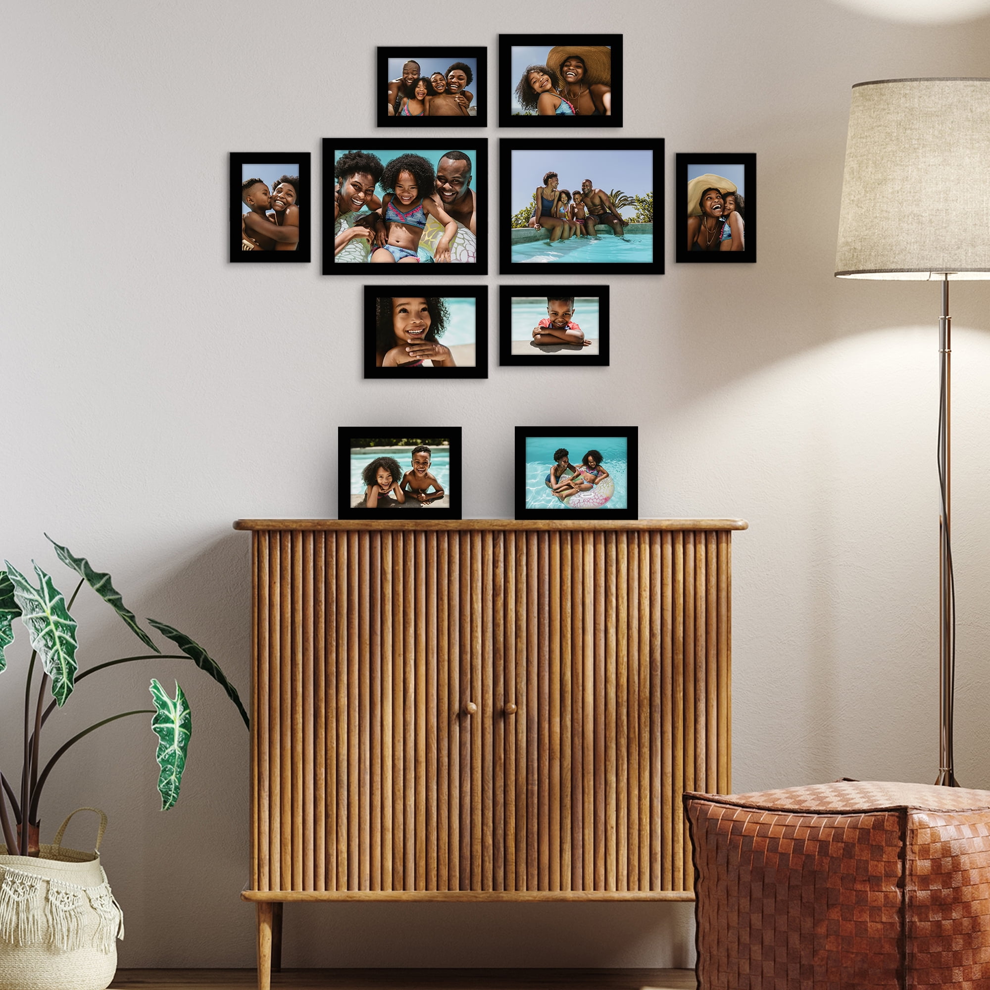 Americanflat Set of 10 Picture Frame with Shatter-Resistant Glass 10 Pack 8x10, 5x7, 4x6 Gallery Wall - Black