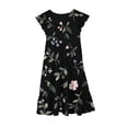 thumbnail image 3 of Pounoo New Girls Dresses (6-15 Y) Girl Summer Short Sleeve Flying Sleeve Round Neck Flower Element Printed Waist Pocket Layered Dress Dresses for Kids Girls, 3 of 5