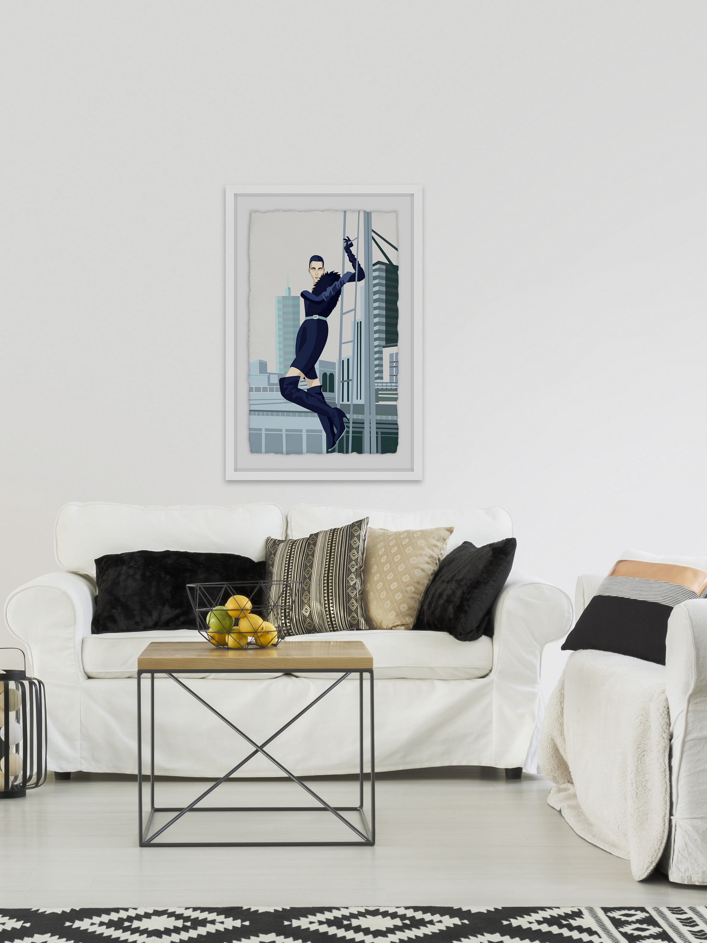 Urban Fashion Fur Framed Painting Print