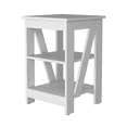 thumbnail image 2 of DUOSONG White Table With 2 Shelves White Wood Furniture Primary Living Space Tables, 2 of 4