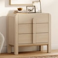 thumbnail image 1 of WAMPAT 3-Drawer Dresser, 31.5" Wide Mid-Century Modern Chest, Wood Dresser with Curved Handles, Bedroom, Living Room, Light Oak, 1 of 10