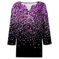 thumbnail image 3 of PuLe Women's Top Women's Casual 3/4 Sleeve T-Shirts Trendy 2024 Floral Gradient Graphic Blouses Casual V Neck Tops Work Tees Blouses, 3 of 4