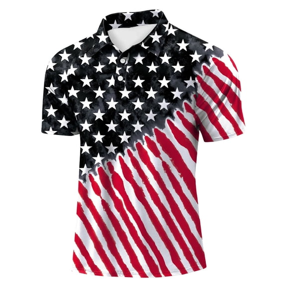 Mens American Flag Patriotic Polo Shirts 250th America Anniversary 4th Of July Golf Shirts Short Sleeve American Flag Graphic Vintage Polo Tshirt Button Down Independence Day Patriotic Tee,Red M