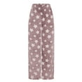thumbnail image 6 of Neewe Women's Fuzzy Plush Pajama Pants Drawstring Elastic Waist Wide Leg Teddy Pj Bottoms Lounge Pants, 6 of 7
