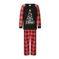 thumbnail image 5 of Elippeo Christmas Family Pajamas Matching Set Letter Print Long Sleeve Tops and Plaid Pants Sleepwear, 5 of 10