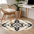 thumbnail image 4 of Round Rugs 4Ft, Boho Black Brown Round Area Rug Washable Indoor Throw Carpet, Southwestern Geometric Ethnic Retro Soft Non Slip Circle Rug for Kitchen Nursery Room Home Decor Aesthetic, 4 of 8
