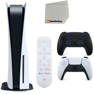 Sony Playstation 5 Disc Version (Sony PS5 Disc) with Midnight Black Extra Controller, Media Remote, Accessory Starter Kit and Microfiber Cleaning Cloth Bundle