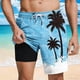 thumbnail image 1 of Ceisia Men's Light Blue Ocean Wave Palm Tree Print Beach Shorts with Quick Dry Stretch Fabric and Anti-Exposure Liner Multicolor XL Gifts, 1 of 6