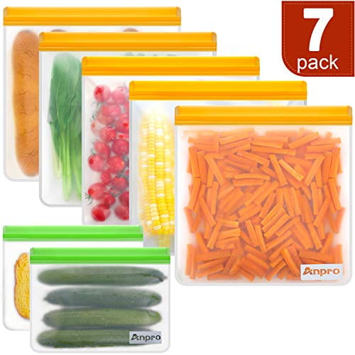 Reusable Gallon Food Storage Bags Anpro Reusable Freezer Bags Extra Thick & Leakproof, 1