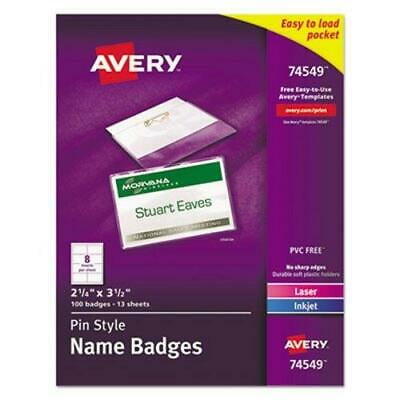 2 1/6" x 3 1/2", 5383 printable name tags 50 ct Avery Pin Style Name Badges 