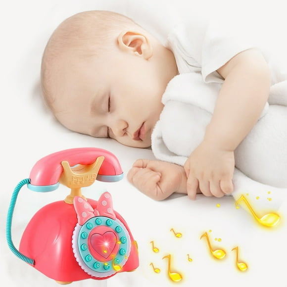 WLOELOEW Red New Music Princess Telephone Toys Chinese And English Learning Early Education Telephone Landline Male And Female Toys