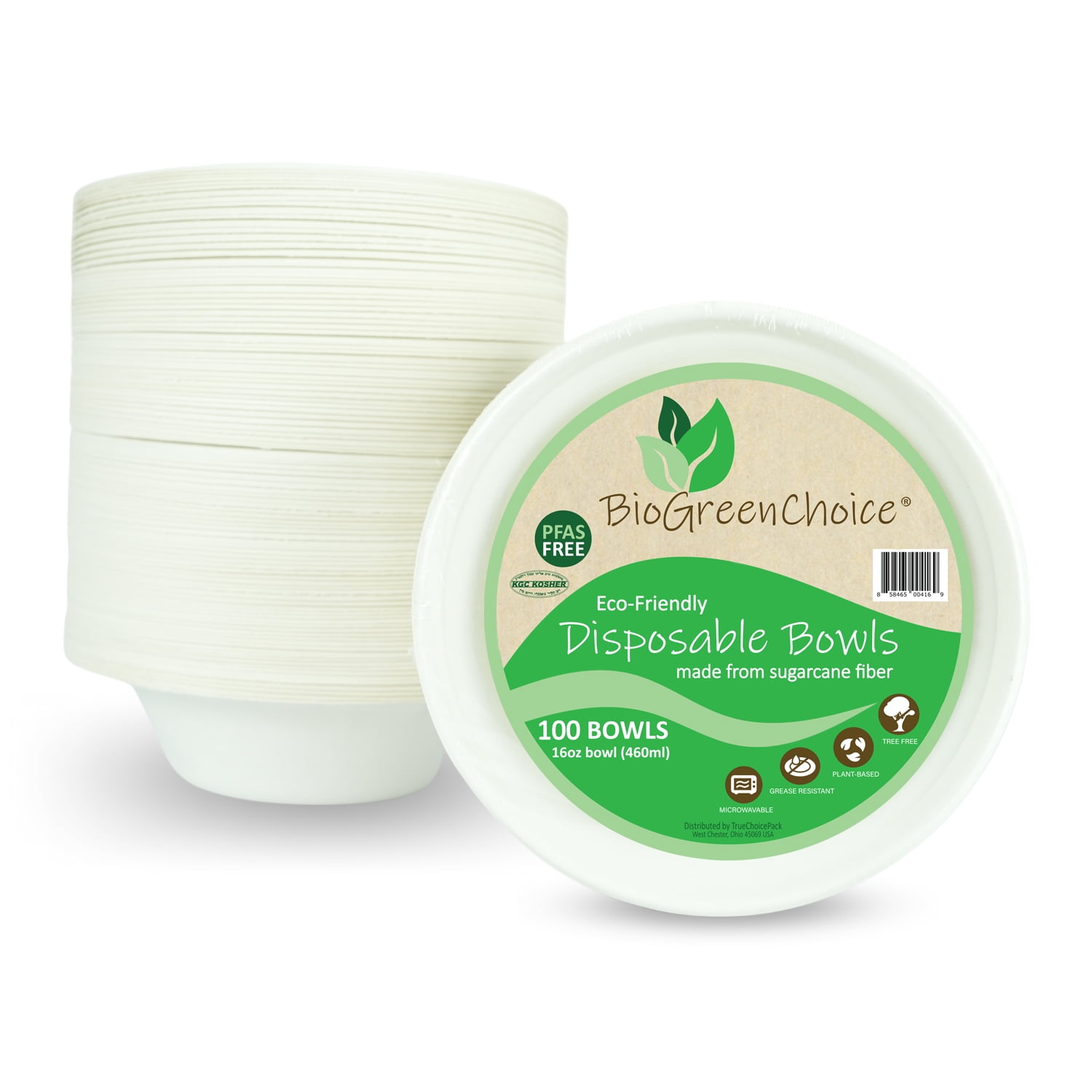 BioGreenChoice EcoFriendly White 16 oz. PFASFREE Fiber/Bagasse