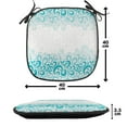 thumbnail image 4 of Turquoise Chair Seating Cushion Set of 6, Abstract Floral Flowers Pattern Classic Design Illustration, Seat Pads for Office with Anti-slip Backing, 16"x16", Teal Turquoise White, by Ambesonne, 4 of 7