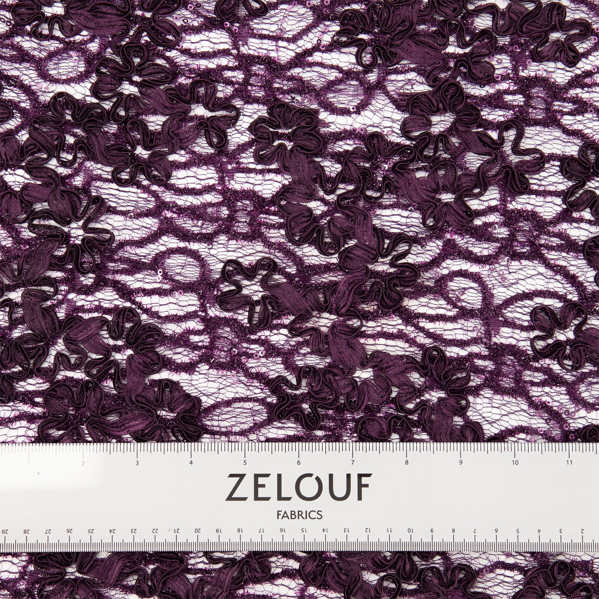 Zelouf Caen Ribbon Soutache Eyelash Lace  , Sewing, DIY, Crafts Fabric by the Yard, Baroque Plum, 10 Yard