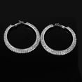 thumbnail image 4 of Diamante Crystal Rhinestone 60mm Big Hoop Circle Pendientes Joyería nupcial Hugo aretes, 4 of 10