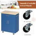 thumbnail image 6 of XgoodX  26" Kitchen Island on Wheels with Storage Cabinet Kitchen Cart Cabinet with Shelves, Cart Handle for Towel Rack or Free Mobility, Portable Islands,Blue, 6 of 9