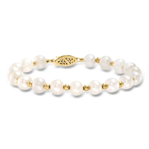 Ross-Simons 6-7mm Cultured Pearl Bracelet With 14kt Yellow Gold, Women's, Adult