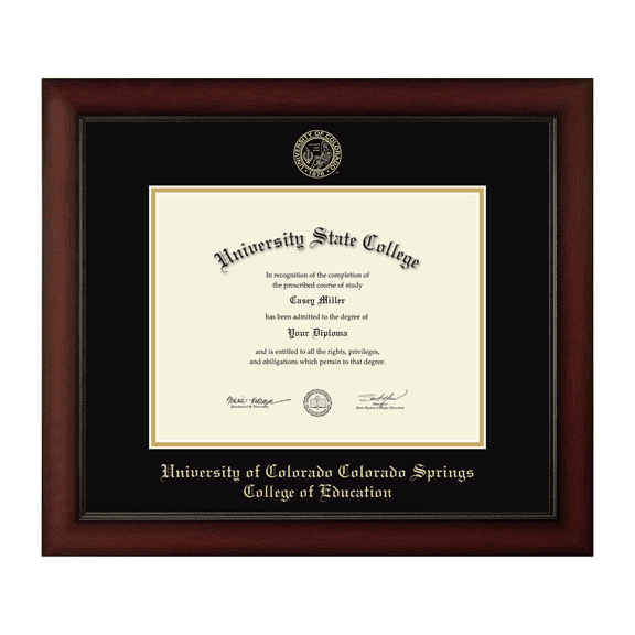 Framerly - UCCS Education Diploma Frame with Black and Gold Mat