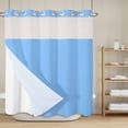 thumbnail image 6 of No Hook Shower Curtain with Snap in Liner, Abstract Sky Blue Theme Waterproof Fabric Bathroom Curtain Mesh Top Window, Modern Minimalist Art Shower Curtains 72x72in, 6 of 9
