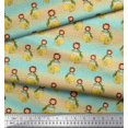thumbnail image 3 of Soimoi Green polyester Crepe Fabric Dot,Lemon Slice & Yoga Girl Human Figure Print Fabric by the Yard 42 Inch Wide, 3 of 3