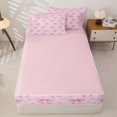 thumbnail image 4 of Homewish Pink Bow Star Zipper Twin Comforter Sets with Fitted Sheet and 2 Pillowcases for Girls, Dreamy Princess Theme Zipper Bedding Set, Pink Reversible, 4-Piece, 4 of 6
