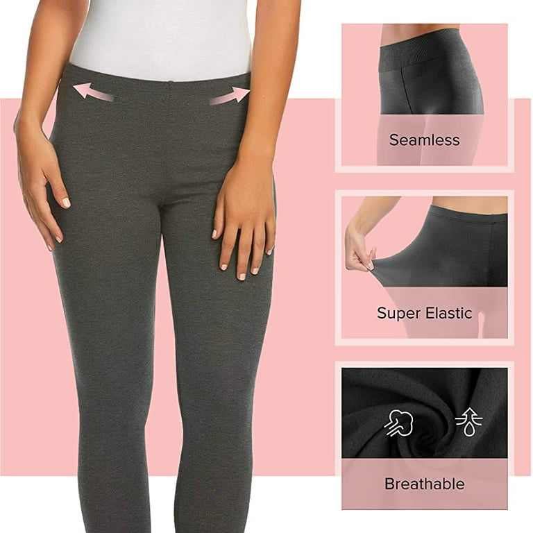 Felina Cotton Modal Leggings (2-Pack) Extra Lightweight Breathable Leggings  for Women, Lounge Pants, Style: C2201 (Medium Heather Grey, Large) 