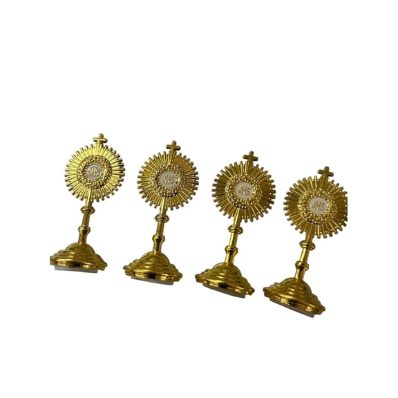 6Pcs mini Cross JHS Chalice gold tone Metal Catholic Crucifix with Base Mini Cross for Home