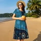 thumbnail image 4 of Easygdp Bohemian Turtle para Vestido Transpirable de Mujer, Vestido Suelto de Manga Corta con Pliegues y Bolsillos para el Verano, 4 of 6