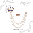 thumbnail image 2 of Uxcell Broches de cadena colgante de corona, 2 piezas, broches de traje de rhinestone para ropa de mujeres y hombres, Oro (Azul), 2 of 7