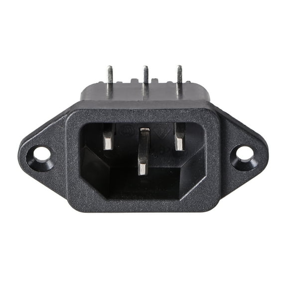 C14 Panel Mount Plug Adapter AC 250V 10A/15A 3Pins IEC Inlet Module Plug Right Angle