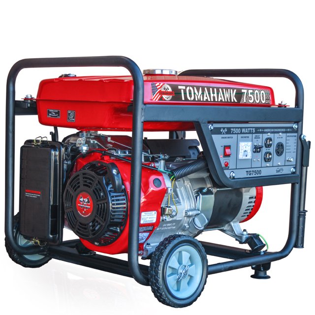 Tomahawk Power 7500 Starting Watts Gas Power Portable Generator for Home Use with Wheel Kit