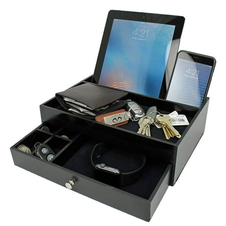 Valet Drawer Charging Station Black Nightstand Organizer with Valet (Best Carbine For The Money)