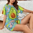 thumbnail image 6 of Kdxio Avocado Keep Calm Print Pajamas Sets for Women Short-Sleeved Pjs with Lounge Shorts Two Piece Sleepwear S-4XL, 6 of 8