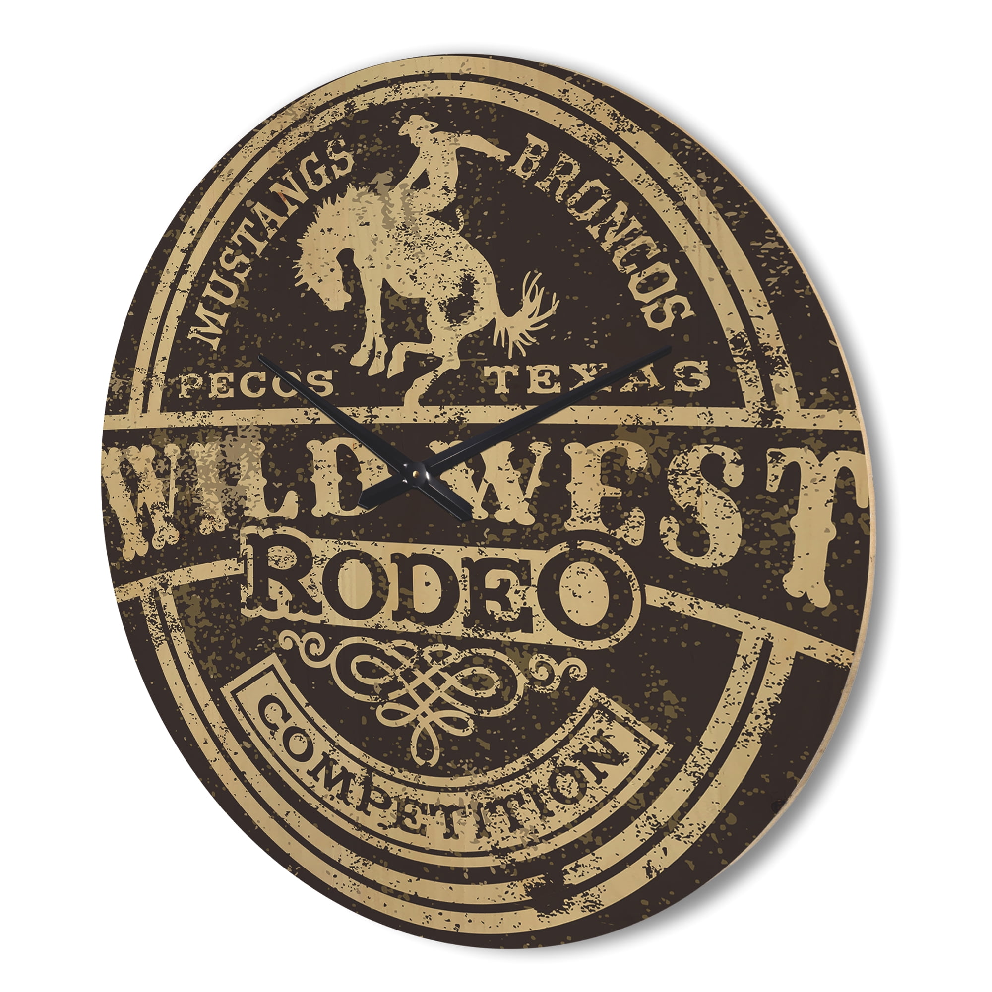 Designart 'Wild West Rodeo Poster' Modern Wood Wall Clock