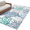 thumbnail image 2 of Blue Teal Grey Coral Coastal Runner Rug 2.7x5 FT, Non Slip Entryway Carpet, Summer Beach Nautical Ocean Washable Soft Floor Carpet Entrance Mat Non-Shedding Throw Rug for Hallway Laundry Room Bedside, 2 of 9