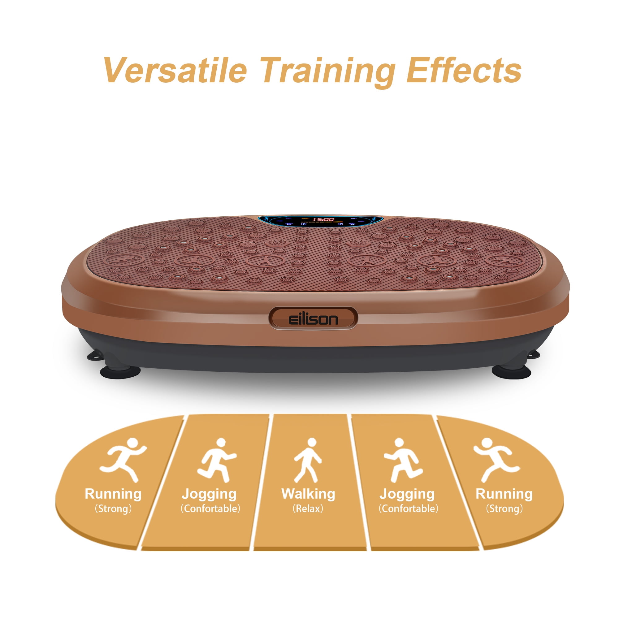 EILISON FitMax 3D XL Vibration Plate Exercise Machine - Whole Body Workout Vibration Fitness Platform w/Loop Bands - Home Workout for Lymphatic Drainage Machine for Weight Loss, Wellness (Brown)