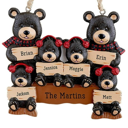 

wrea 2021 Christmas Tree Pendant DIY Name Bear Family Pendant Xmas Tree Hanging Ornament Holiday Home Decoration Gift