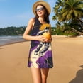 thumbnail image 3 of Easygdp Astronaut Floating purple Space para Vestido Transpirable de Mujer, Vestido Suelto de Manga Corta con Pliegues y Bolsillos para el Verano, 3 of 7