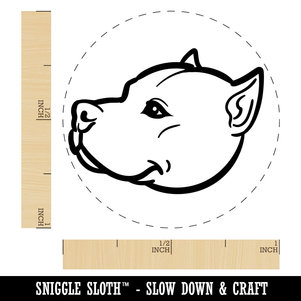 American Pit Bull Terrier Dog Head Self-Inking Rubber Stamp Ink Stamper - Yellow Ink - Medium 1 Inch