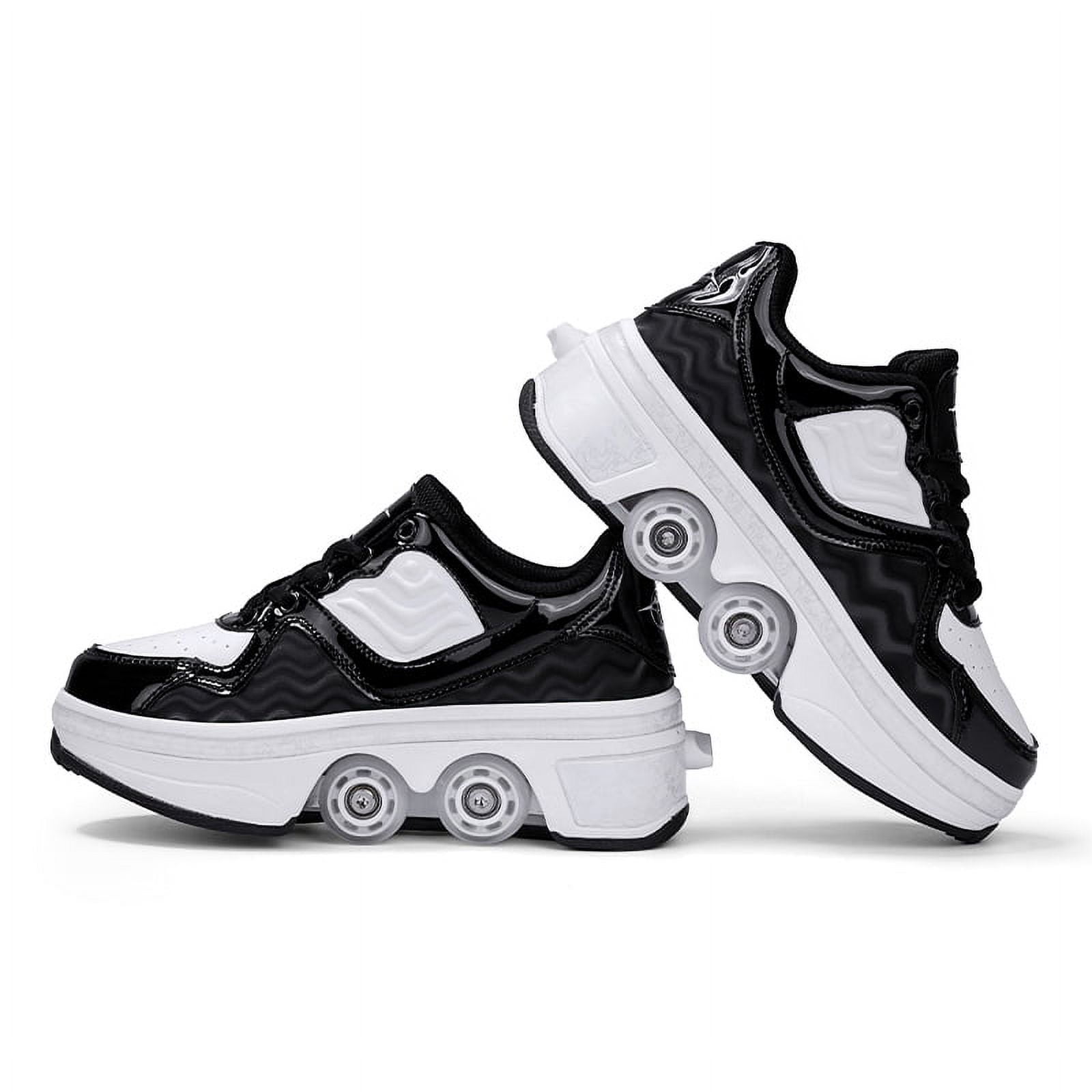Roller Skates for Women Men, Shoes with Wheels for Girls, Kick Rollers Shoes Retractable for Boys, Adult Parkour Quad Roller Shoes, Inline Skates Children's Outdoor Skates