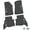 Black w/ Turquoise & White insert, variant on Flextread Floor Mats for 21-24 Jeep Wrangler 4xe - Mopar Licensed Factory Fit - Black w/ Blue & White Jeep Wave w/o Wheel Insert - 100% Made in USA